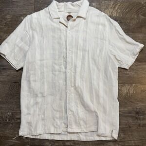Common‎ People Men's L Button Shirt Cream Texture Cotton  Excellent